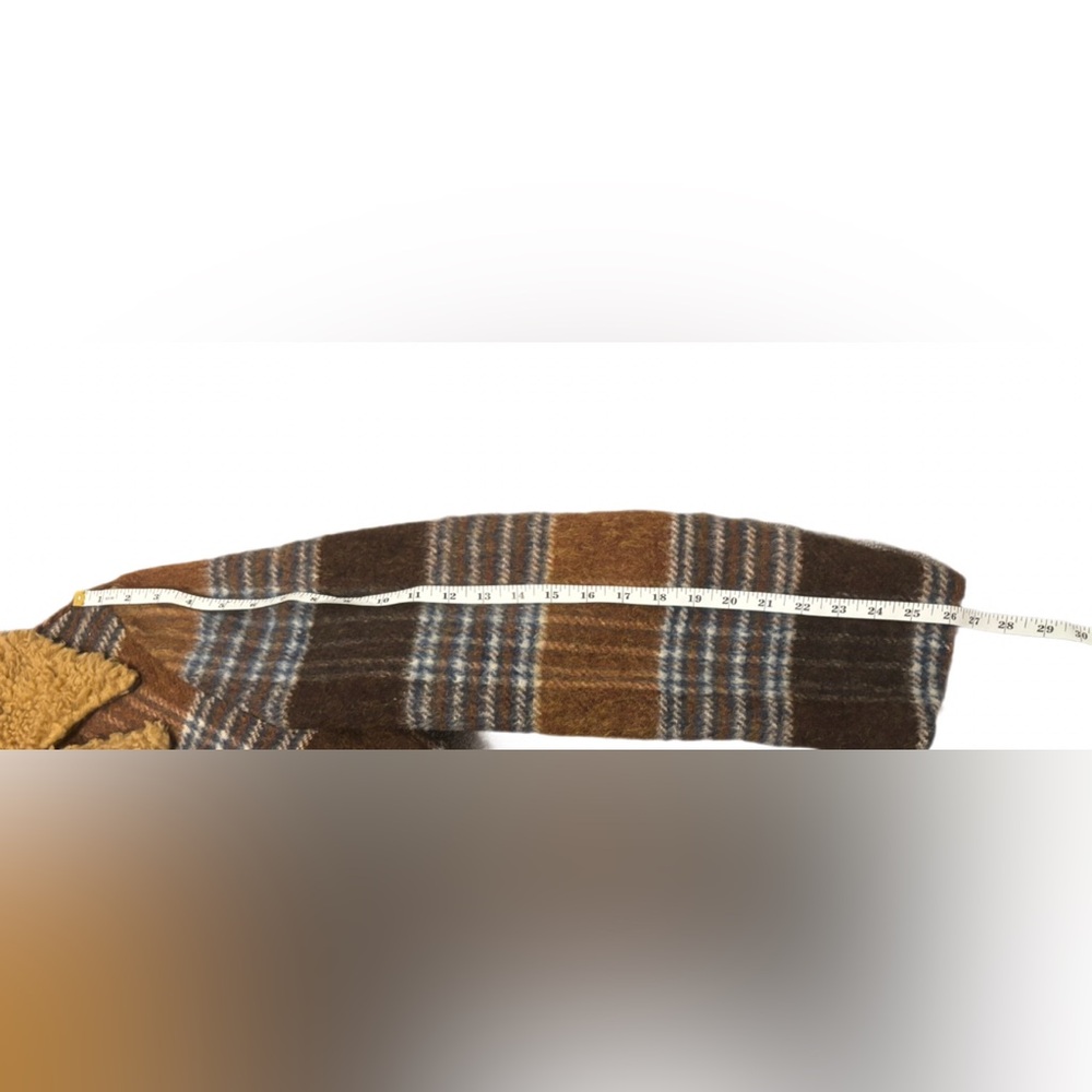 Authentic 70s Vintage JCPenney Plaid Wool Sherpa Lined Coat Jacket Brown (M) - Picture 5 of 6